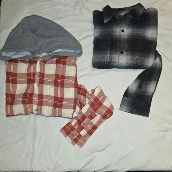 Bundle Two Boys Flannel Button Downs XL 18-20 NWT - Picture 1 of 12
